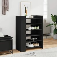 Schoenenkast 74,5x37,5x100 cm bewerkt hout zwart