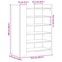 Schoenenkast 74,5x37,5x100 cm bewerkt hout wit