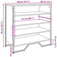 Schoenenkast 80x38x78 cm bewerkt hout bruin eikenkleurig