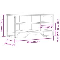 Schoenenkast 90x38x45,5 cm bewerkt hout bruin eikenkleurig