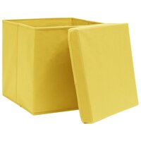 Opbergboxen met deksel 10 st 28x28x28 cm geel