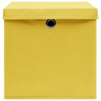 Opbergboxen met deksel 10 st 28x28x28 cm geel