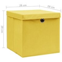 Opbergboxen met deksel 10 st 28x28x28 cm geel