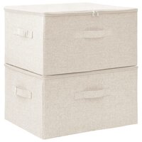 Opbergboxen 2 st 43x34x23 cm stof cr&egrave;mekleurig