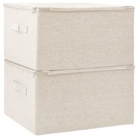Opbergboxen 2 st 43x34x23 cm stof cr&egrave;mekleurig