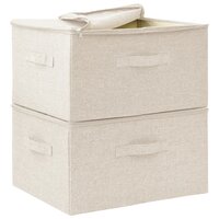 Opbergboxen 2 st 43x34x23 cm stof cr&egrave;mekleurig