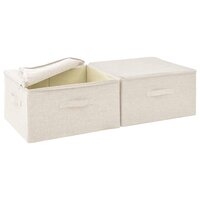 Opbergboxen 2 st 43x34x23 cm stof cr&egrave;mekleurig