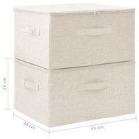 Opbergboxen 2 st 43x34x23 cm stof cr&egrave;mekleurig
