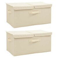 Opbergboxen 2 st 50x30x25 cm stof cr&egrave;mekleurig
