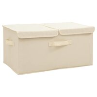 Opbergboxen 2 st 50x30x25 cm stof cr&egrave;mekleurig