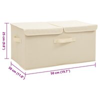 Opbergboxen 2 st 50x30x25 cm stof cr&egrave;mekleurig