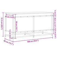 Opbergbox met deksel 100x40x51,5 cm bewerkt hout gerookt eiken