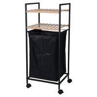 Opbergrek met 2 schappen en wasmand 89,5 cm bamboe