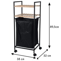 Opbergrek met 2 schappen en wasmand 89,5 cm bamboe