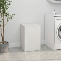 Wasmand 44x44x66 cm massief grenenhout wit