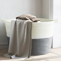 Wasmand &Oslash; 60x36 cm katoen grijs en wit