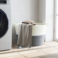 Wasmand &Oslash; 60x36 cm katoen grijs en wit