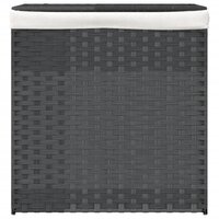 Wasmand met 2 vakken 53x35x57 cm poly rattan grijs
