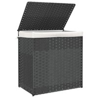 Wasmand met 2 vakken 53x35x57 cm poly rattan grijs