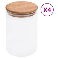 Opbergpotten met bamboe deksels 4 st 800 ml glas