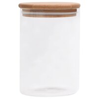 Opbergpotten met bamboe deksels 4 st 800 ml glas