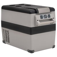 Koelbox met handvat en adapter 55 L PP &amp; PE zwart en grijs