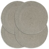 Placemats 4 st rond 38 cm katoen effen grijs