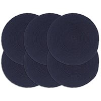 Placemats 6 st rond 38 cm katoen effen marineblauw