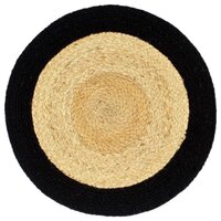 Placemats 4 st 38 cm jute en katoen natuurlijk en zwart