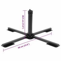 Parasolvoet inklapbaar voor &Oslash;38/48 mm stok staal glanzend zwart