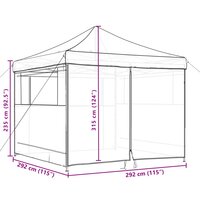 Partytent inklapbaar pop-up met 4 zijwanden terracottakleurig