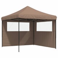 Partytent inklapbaar pop-up met 2 zijwanden bruin