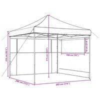 Partytent inklapbaar pop-up met 2 zijwanden bruin
