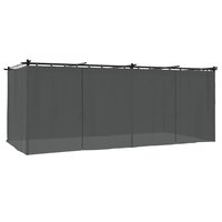 Prieel met gordijnen 6x3 m staal antracietkleurig