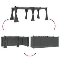 Prieel met gordijnen 6x3 m staal antracietkleurig