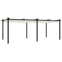 Prieel met uittrekbaar dak 3x6 m aluminium cr&egrave;mekleurig