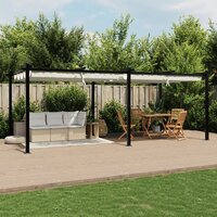 Prieel met uittrekbaar dak 3x6 m aluminium cr&egrave;mekleurig