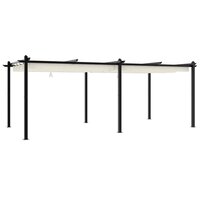 Prieel met uittrekbaar dak 3x6 m aluminium cr&egrave;mekleurig