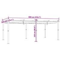 Prieel met uittrekbaar dak 3x6 m aluminium cr&egrave;mekleurig