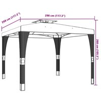 Prieel met dubbel dak 2,98x2,98 m staal antracietkleurig