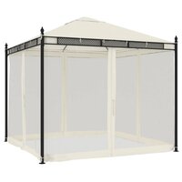Prieel met zijwanden van gaas 2,93x2,93 m staal cr&egrave;mekleurig