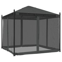 Prieel met zijwanden van gaas 2,93x2,93m staal antracietkleurig