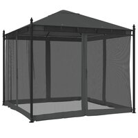 Prieel met zijwanden van gaas 2,93x2,93m staal antracietkleurig