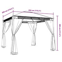 Prieel met zijwanden van gaas 2,93x2,93m staal antracietkleurig