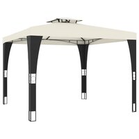 Prieel met dubbel dak 2,98x2,98 m staal cr&egrave;mekleurig