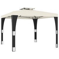 Prieel met dubbel dak 2,98x2,98 m staal cr&egrave;mekleurig