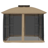 Prieel zijwanden van gaas en dubbel dak 2,94x2,94 m staal taupe