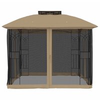 Prieel zijwanden van gaas en dubbel dak 2,94x2,94 m staal taupe