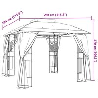 Prieel zijwanden van gaas en dubbel dak 2,94x2,94 m staal taupe