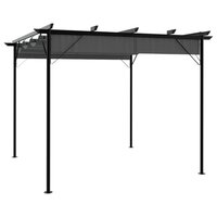 Pergola met uittrekbaar dak 180 g/m&sup2; 3x3 m staal antracietkleur